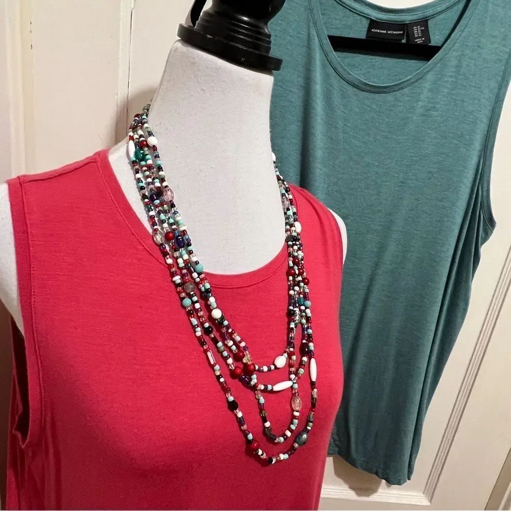 Adrienne Vittadini Bundle of 2 Red and Blue Tank Tops Women's XL